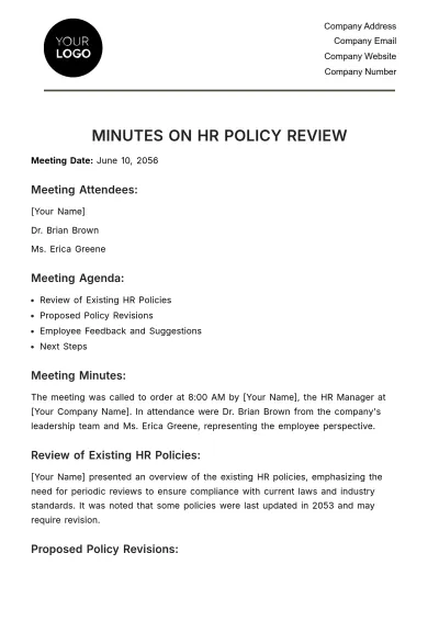 Free Minutes on Annual HR Policy Review Template to Edit Online