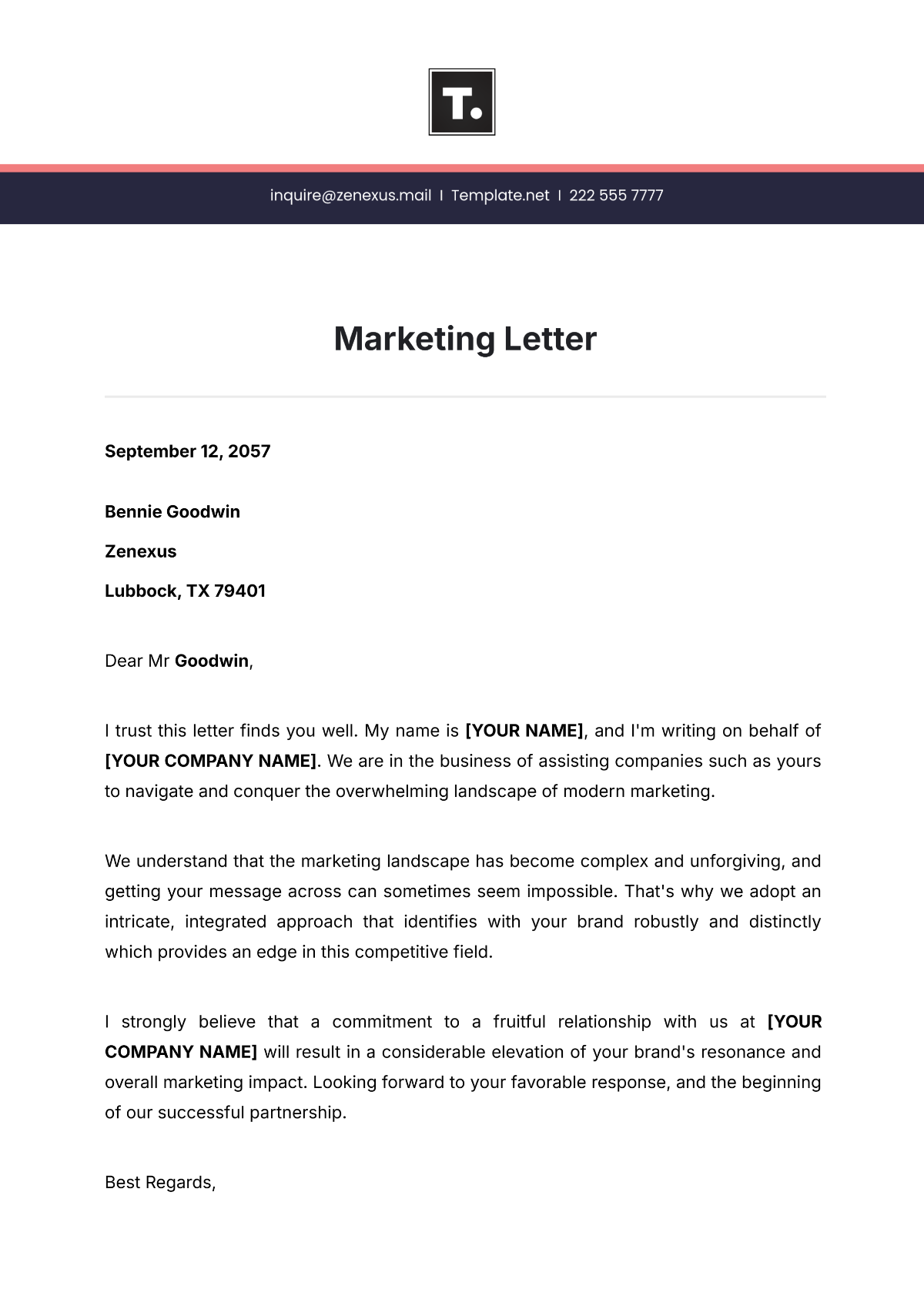 Free Marketing Letter Template