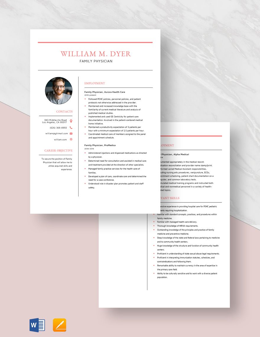 Family Physician Resume