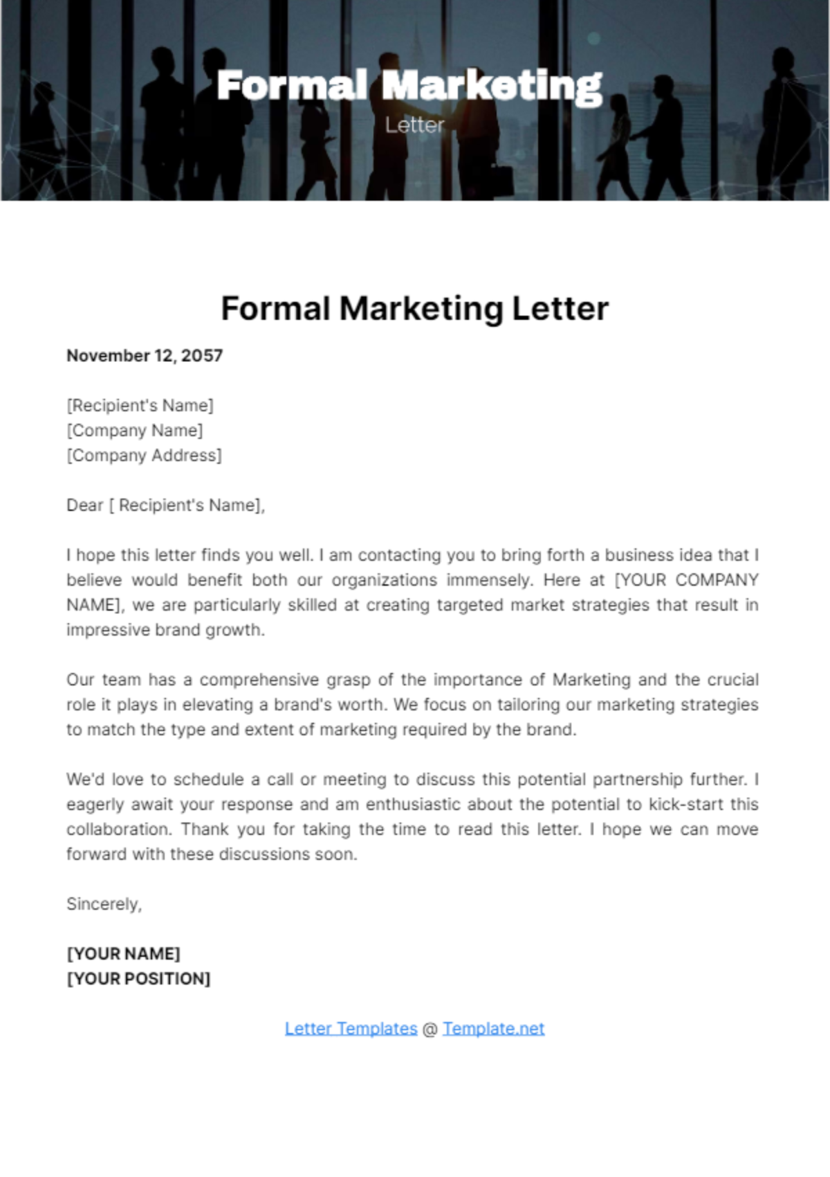 Free Formal Marketing Letter Template