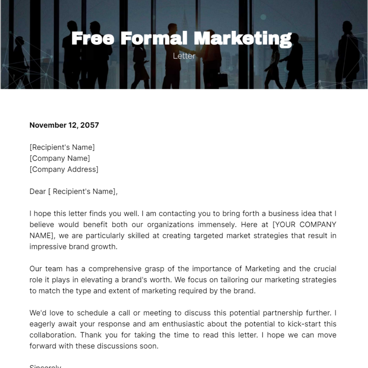 Formal Marketing Letter Template