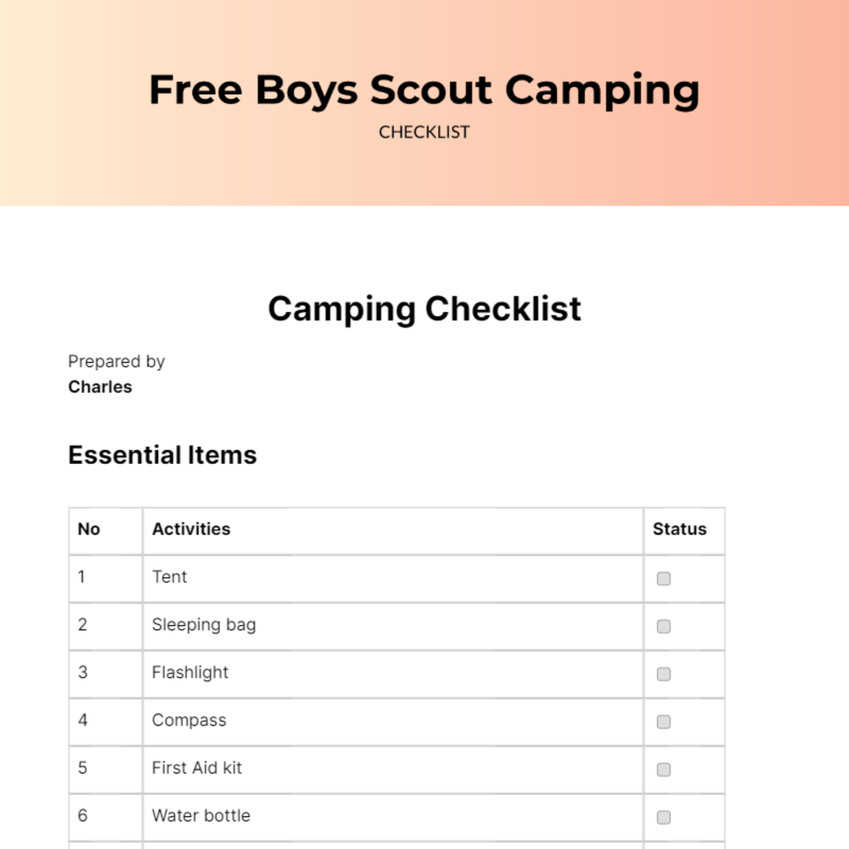 FREE Camping Checklist Templates & Examples Edit Online & Download