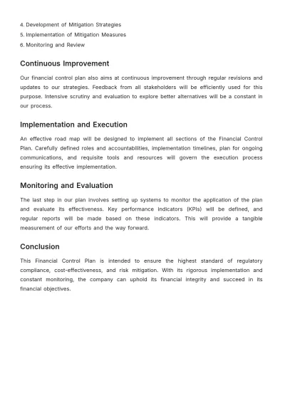 Free Financial Control Plan Template to Edit Online