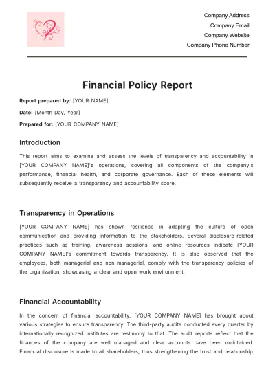 Free Financial Policy Report Template to Edit Online