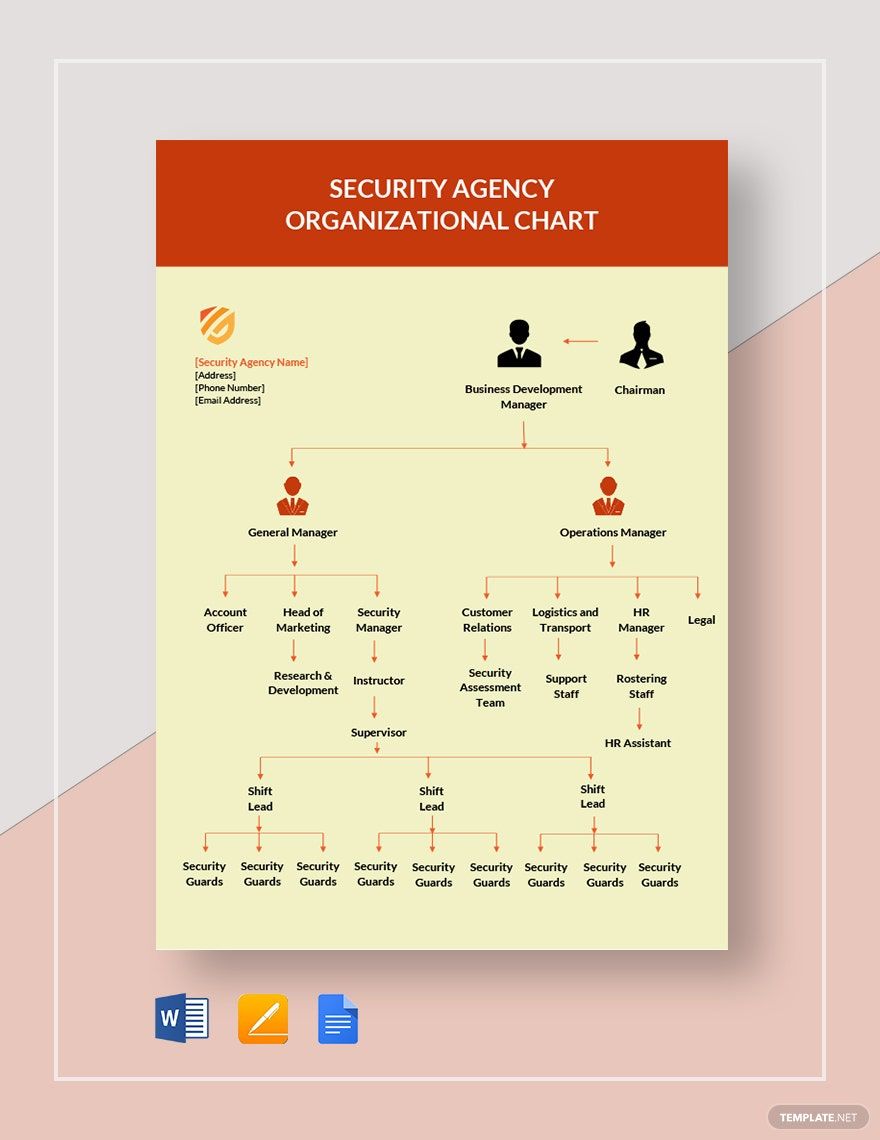 Security Agency Organizational Chart Template