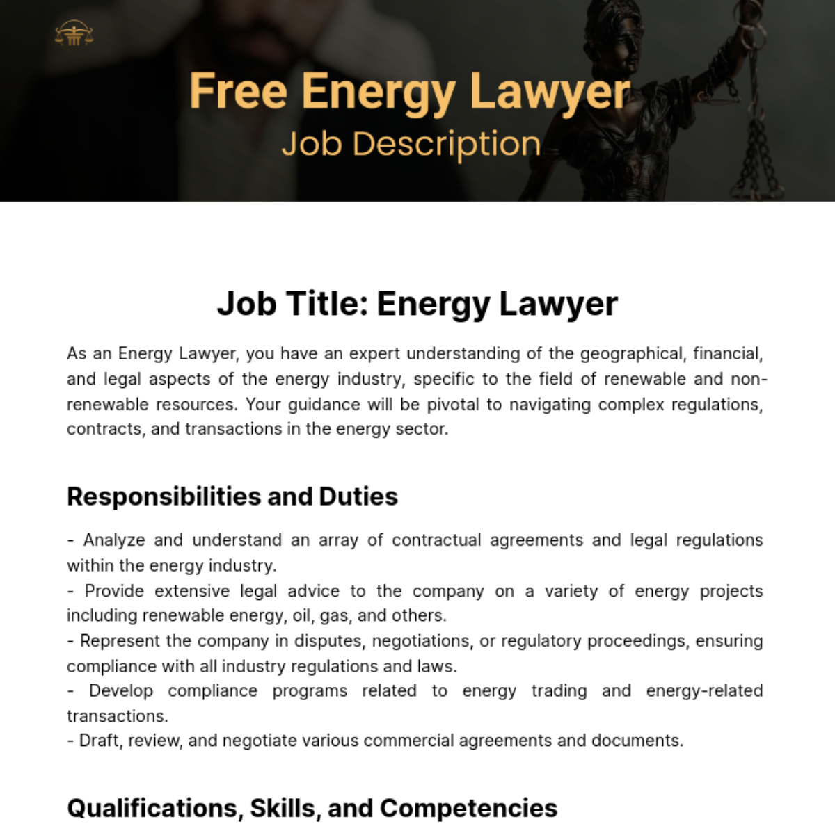 Energy Lawyer Job Description Template