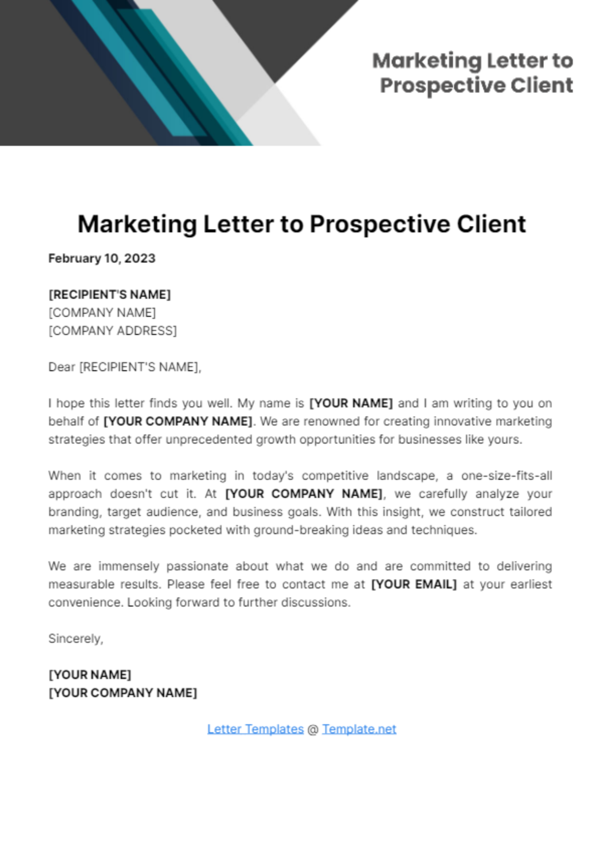Free Marketing Letter to Prospective Client Template