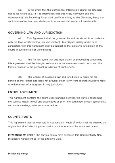 Free Confidentiality NDA HR Template to Edit Online