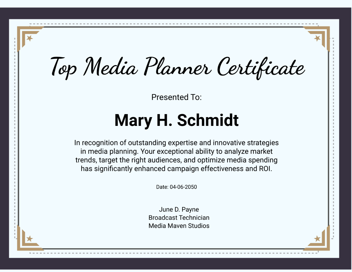 Top Media Planner Certificate