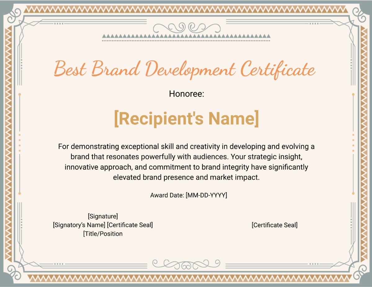 Best Brand Development Certificate Template