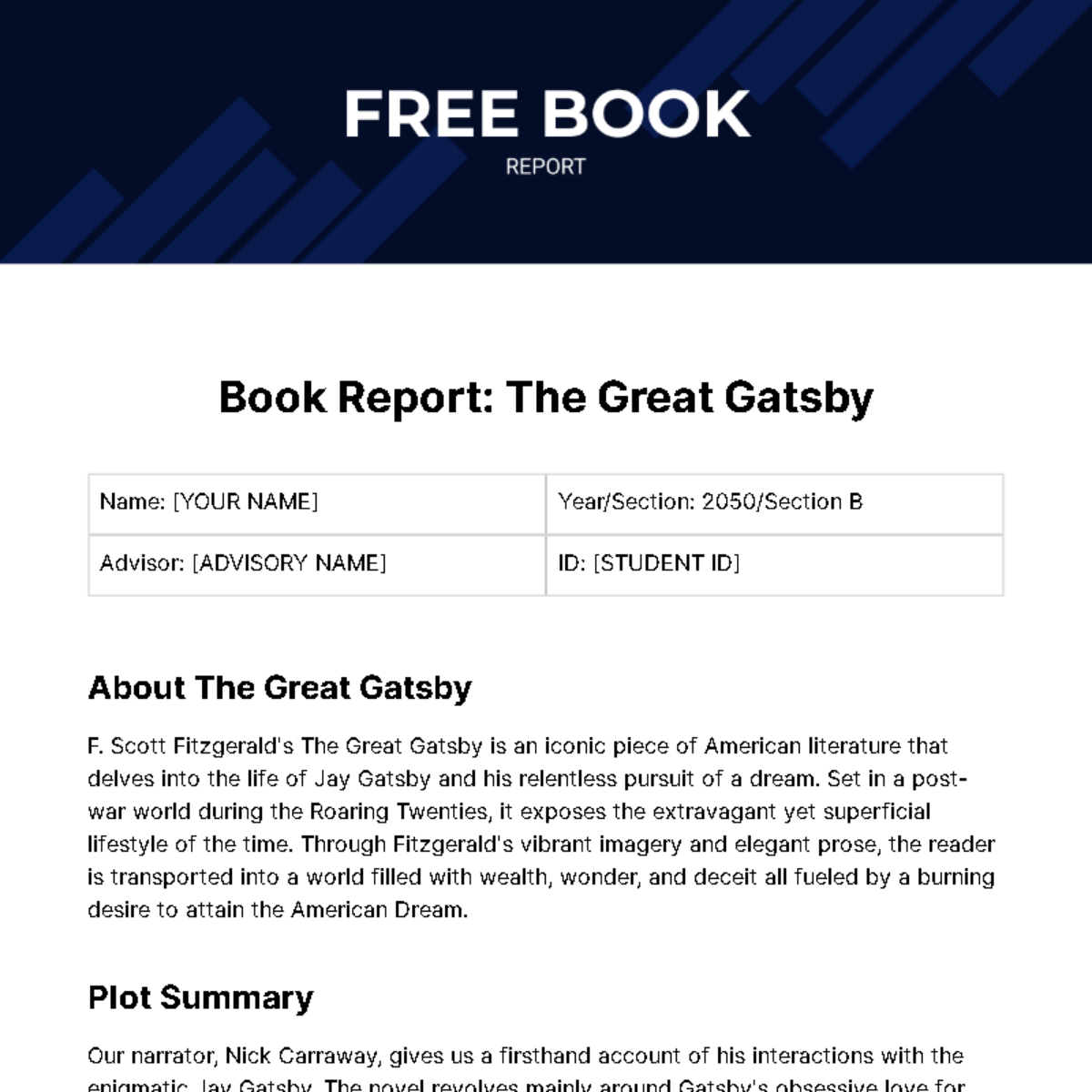 Book Report Template