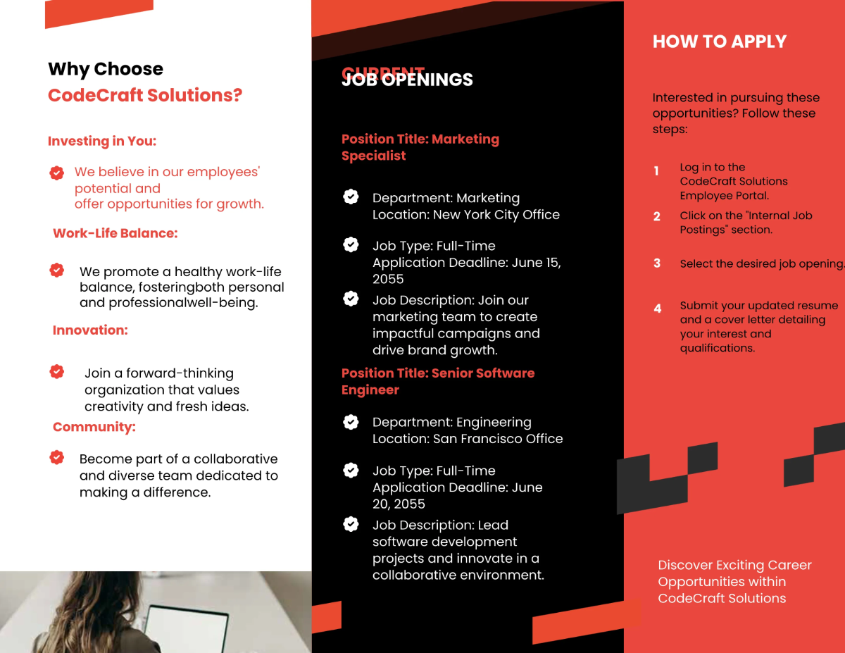 Free Internal Job Posting Brochure HR Template to Edit Online