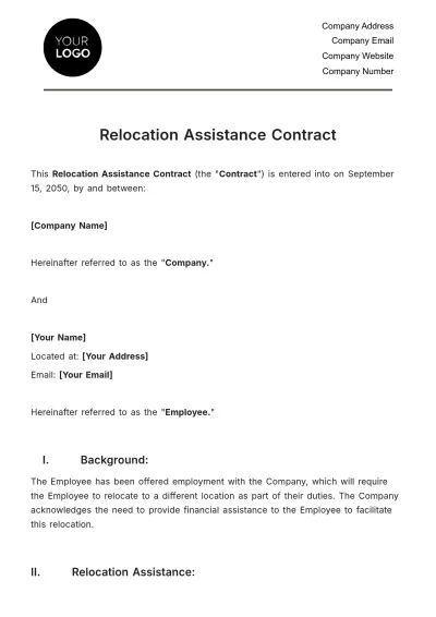 Free Relocation Assistance Contract HR Template to Edit Online