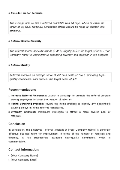 Free Employee Referral Program Evaluation HR Template to Edit Online