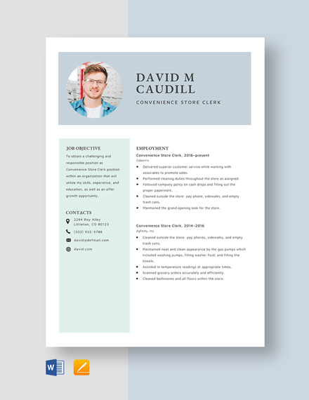 Free Grocery Store Clerk Resume Template - Word, Apple Pages | Template.net