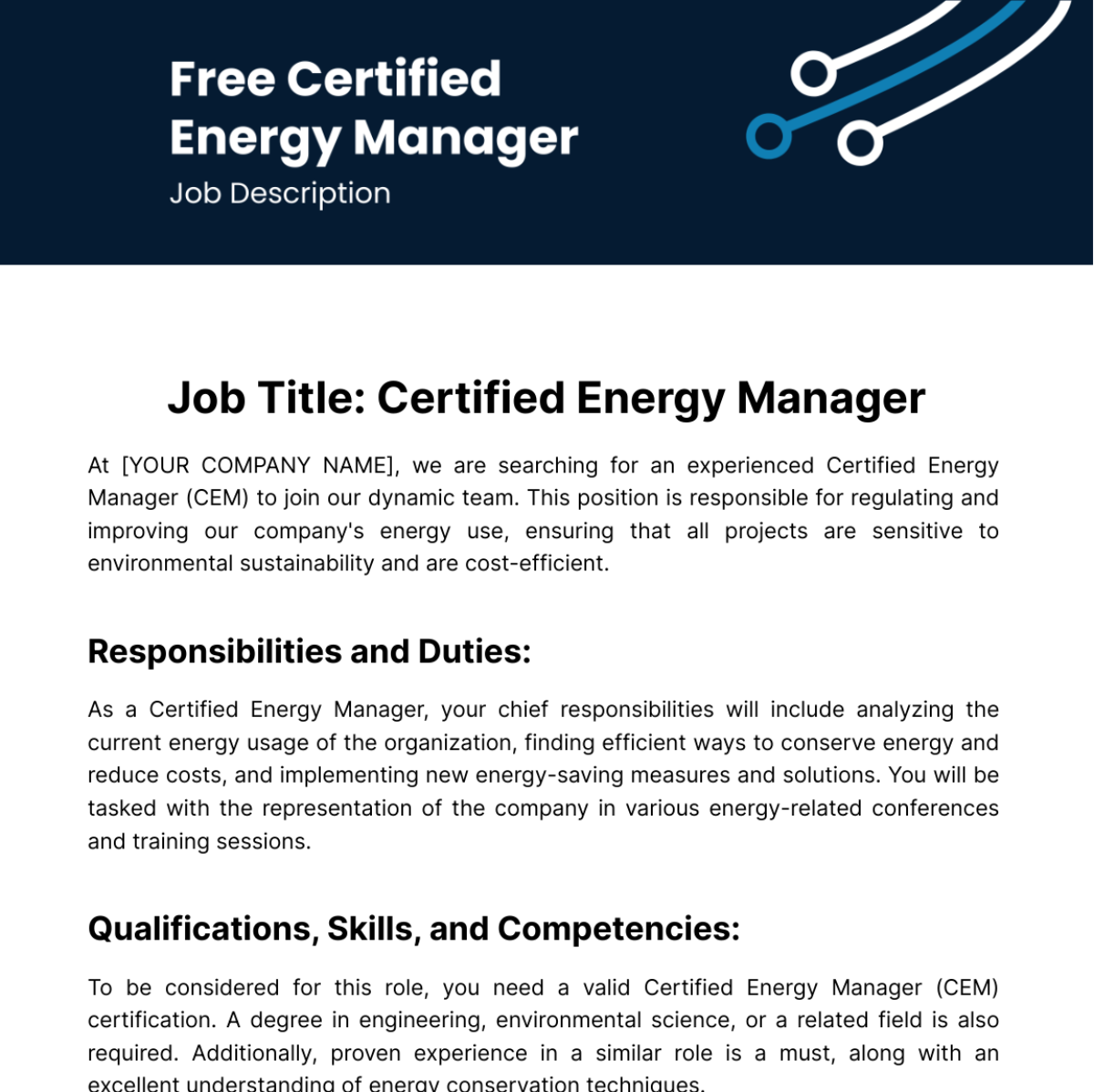 Certified Energy Manager Job Description Template
