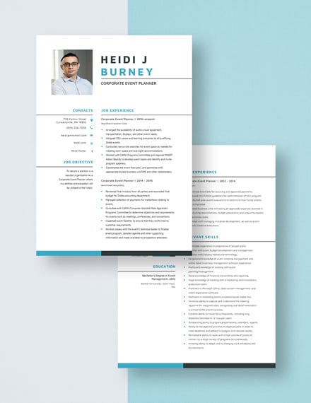 Corporate Event Planner Resume  Download