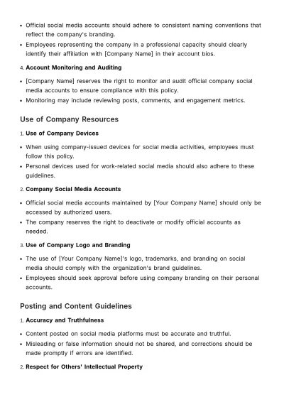 Free Social Media Policy HR Template to Edit Online