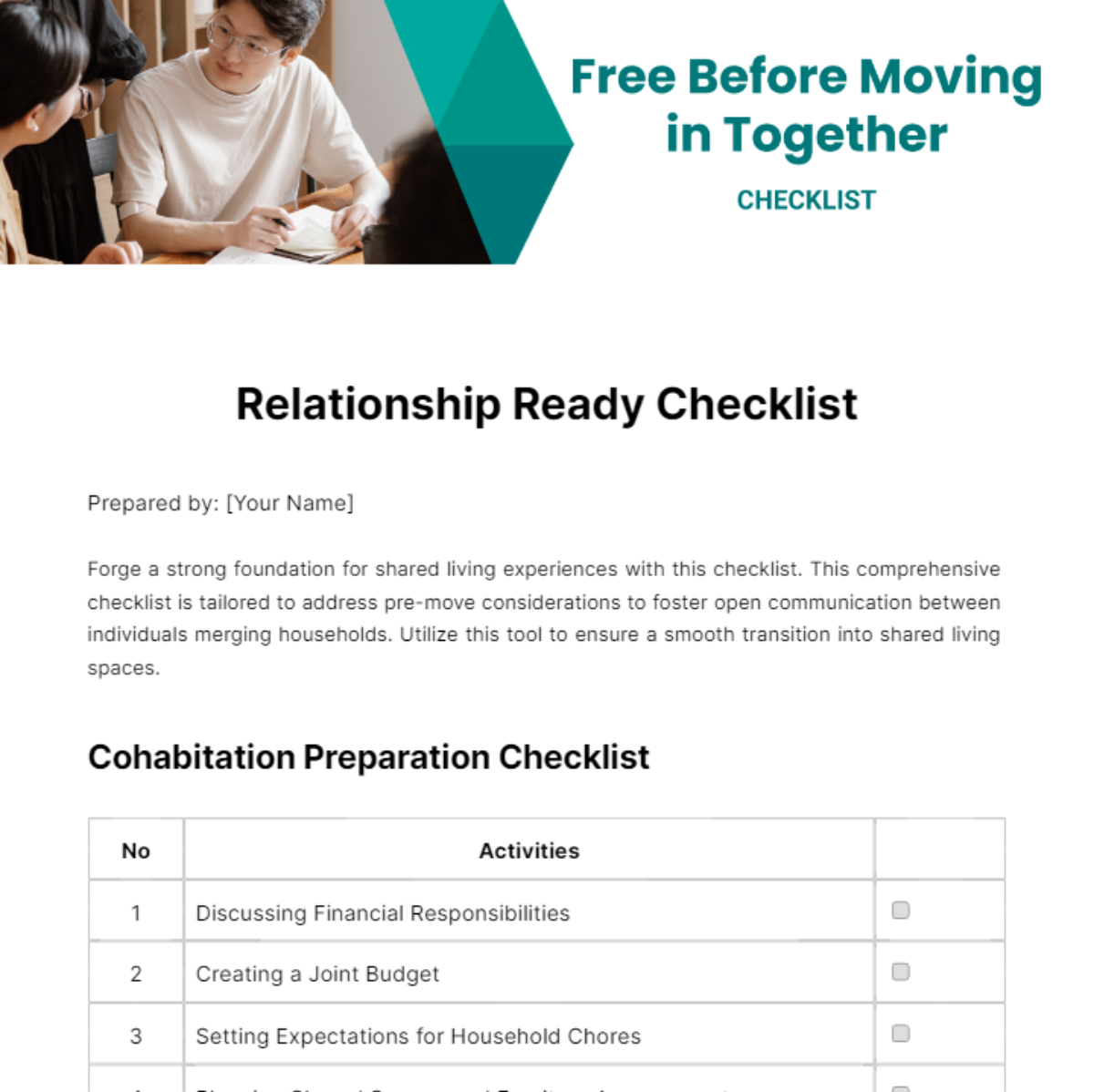 Before Moving in Together Checklist Template
