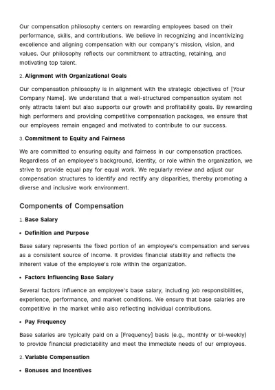 Free Compensation Structure Outline HR Template to Edit Online