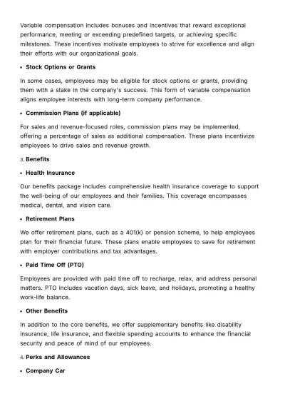 Free Compensation Structure Outline HR Template to Edit Online