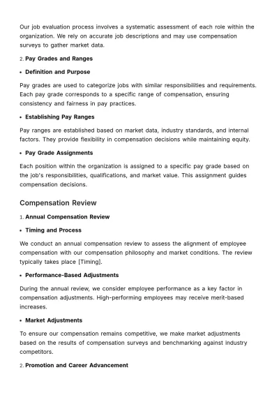 Free Compensation Structure Outline HR Template to Edit Online