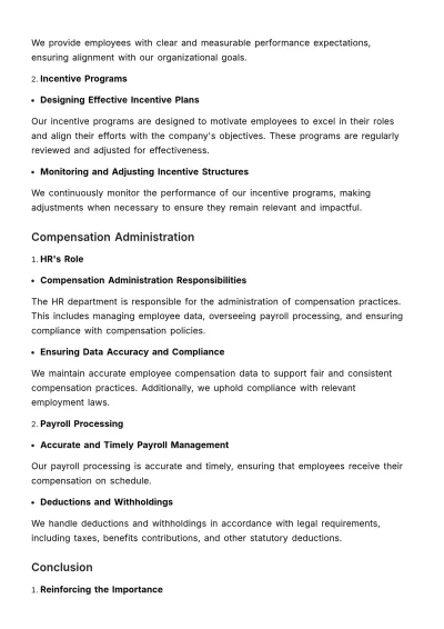 Free Compensation Structure Outline HR Template to Edit Online