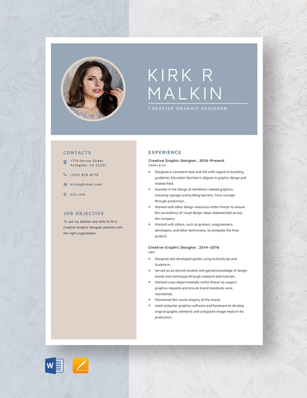 Free Creative Graphic Designer Resume Template - Word, Apple Pages