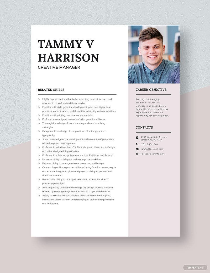 Free Creative Manager Resume Template