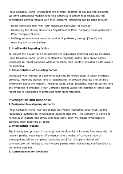 Free Anti-Bullying Policy HR Template to Edit Online
