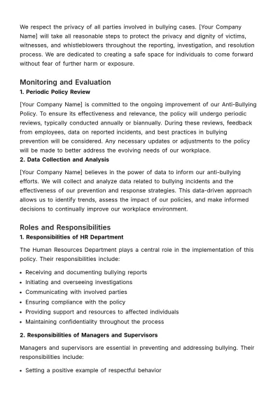 Free Anti-Bullying Policy HR Template to Edit Online