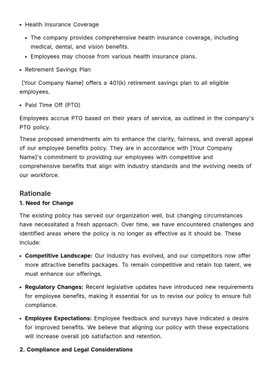 Free Policy Amendment Resolution HR Template to Edit Online