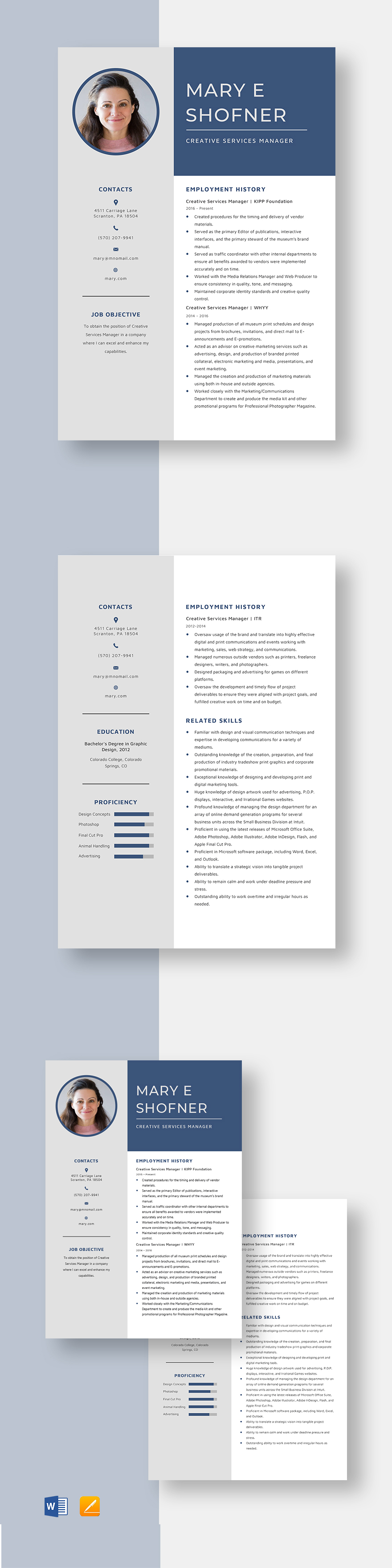 Free Creative Services Manager Resume Template
