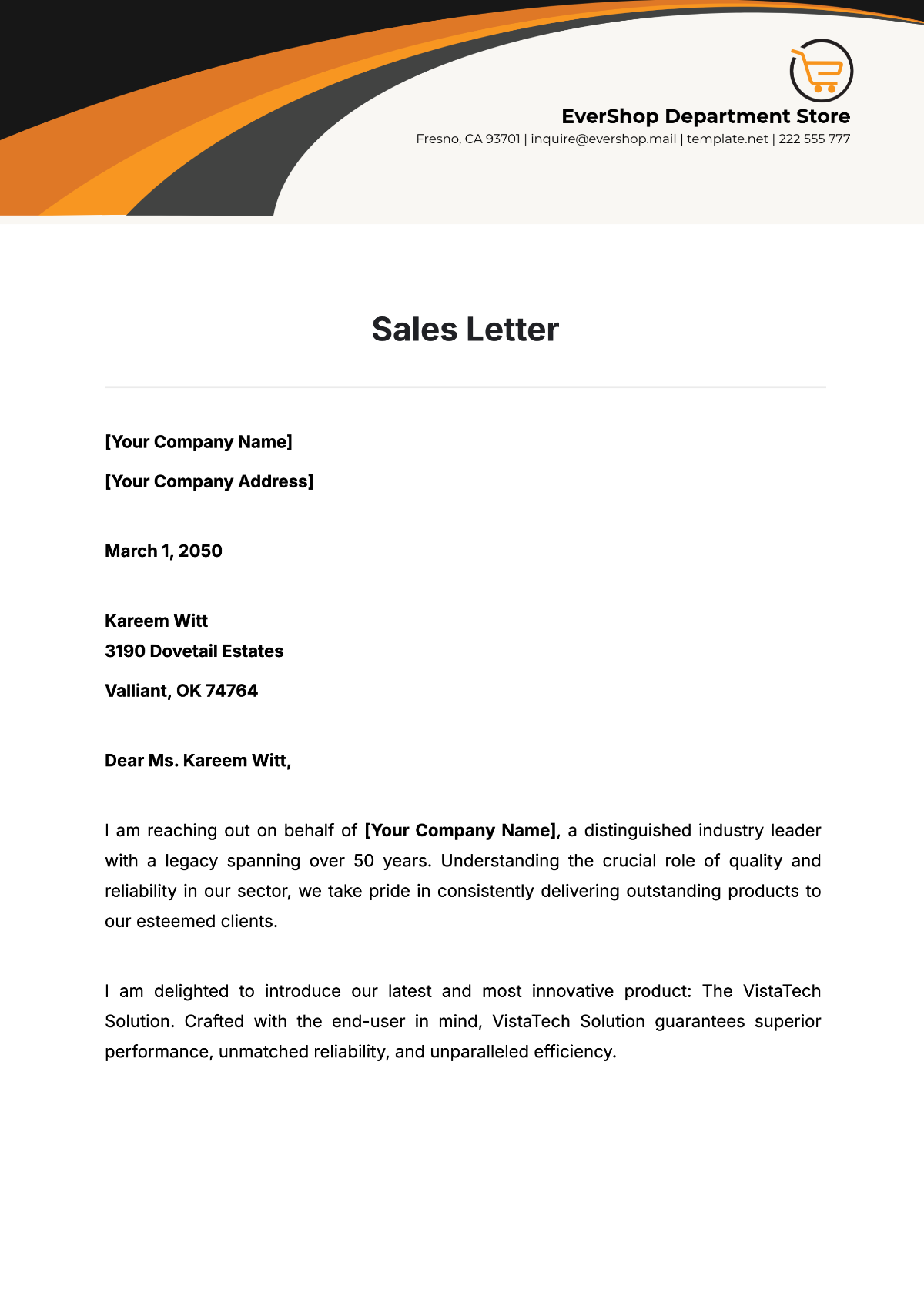 Sales Letter Template - Edit Online & Download