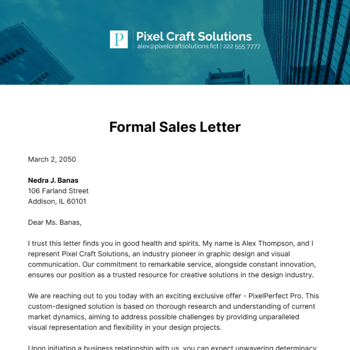 Formal Sales Letter Template