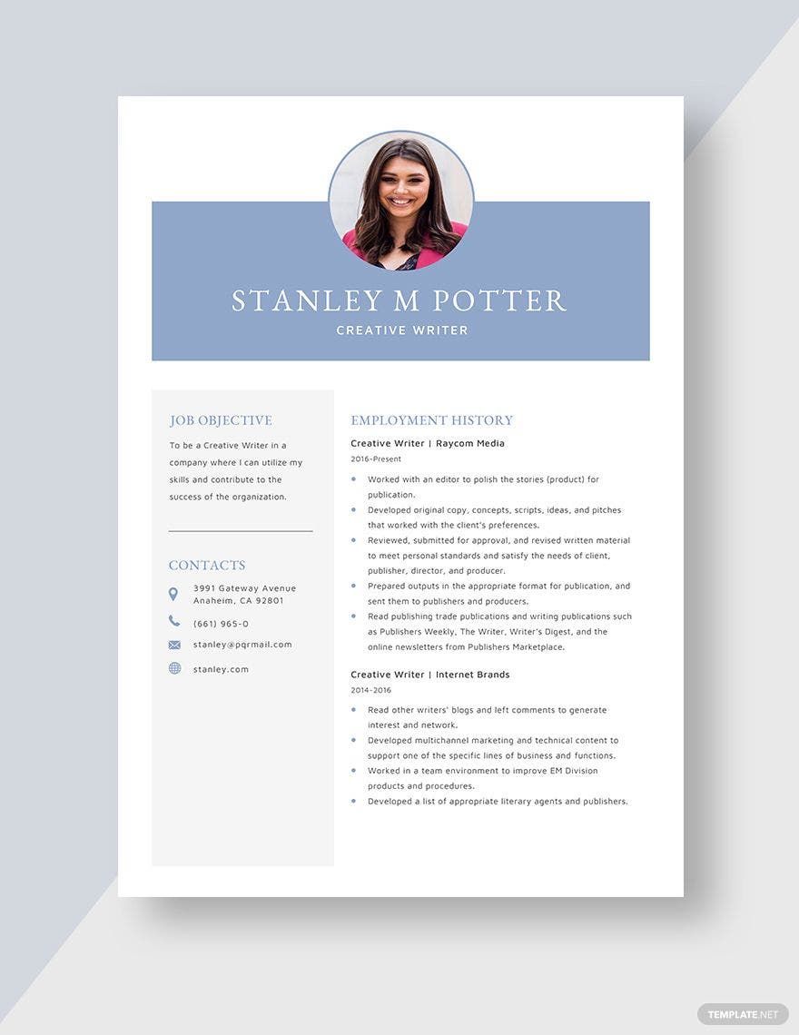 Free Creative Writer Resume Download In Word Apple Pages Template