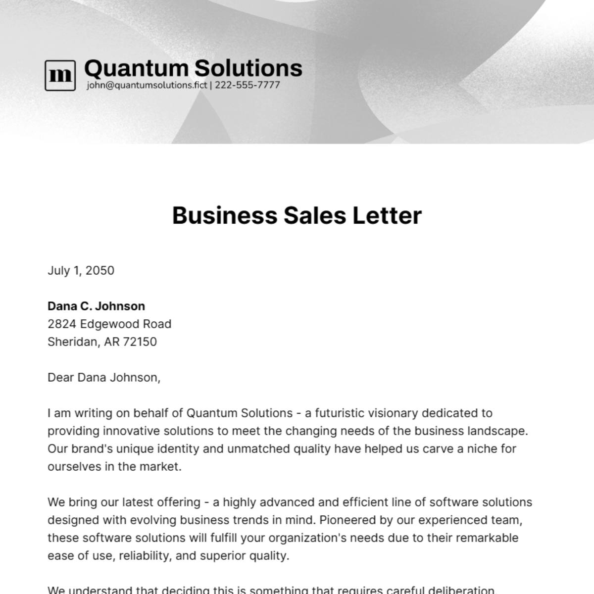 Business Sales Letter Template