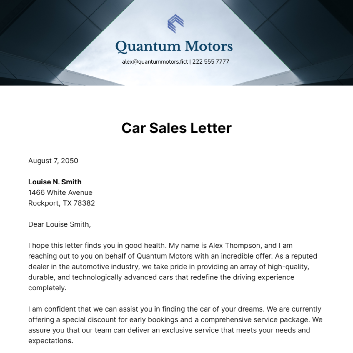 Car Sales Letter Template