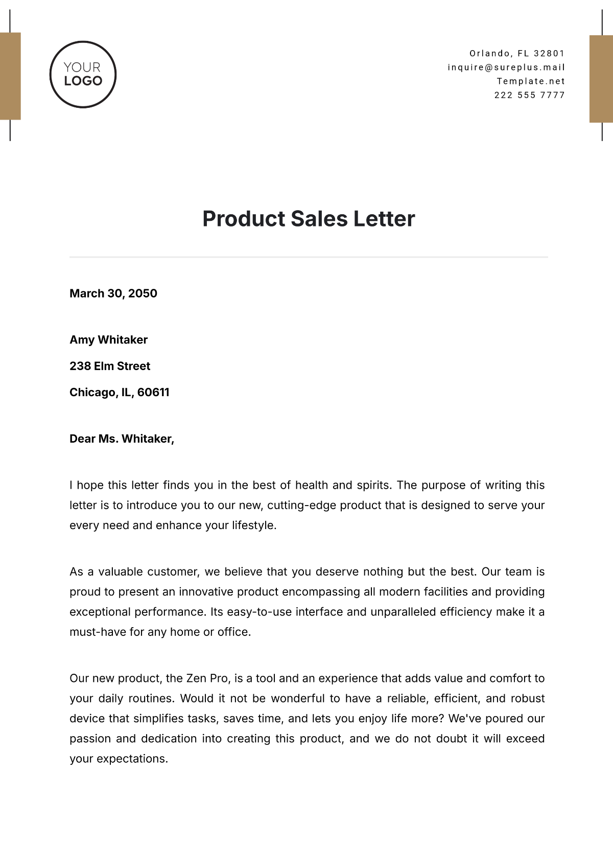 Product Sales Letter Template - Edit Online & Download