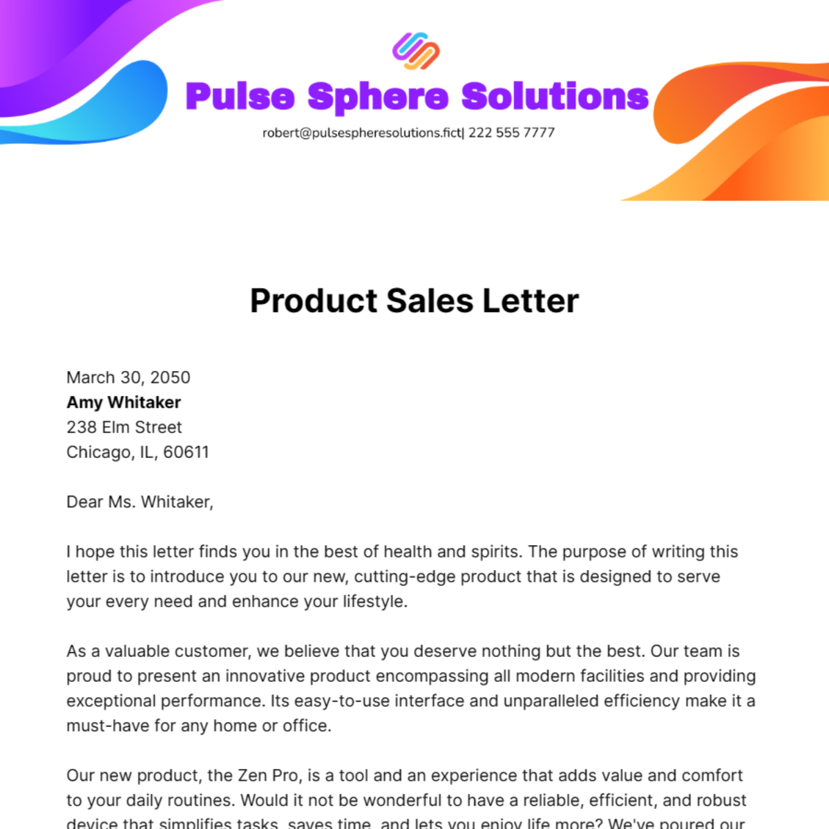 Product Sales Letter Template