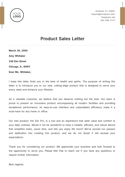 Free Product Sales Letter Template to Edit Online