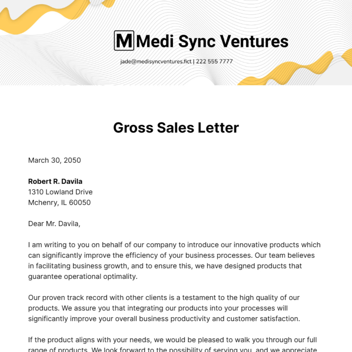 Gross Sales Letter Template