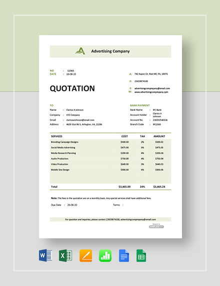 FREE Simple Advertising Quotation Template: Download 1+ Quotations in ...