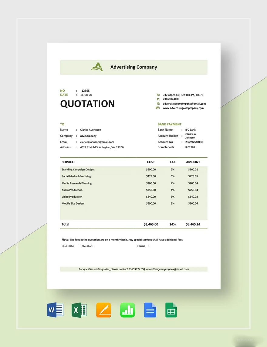 Advertising Company Quotation Template