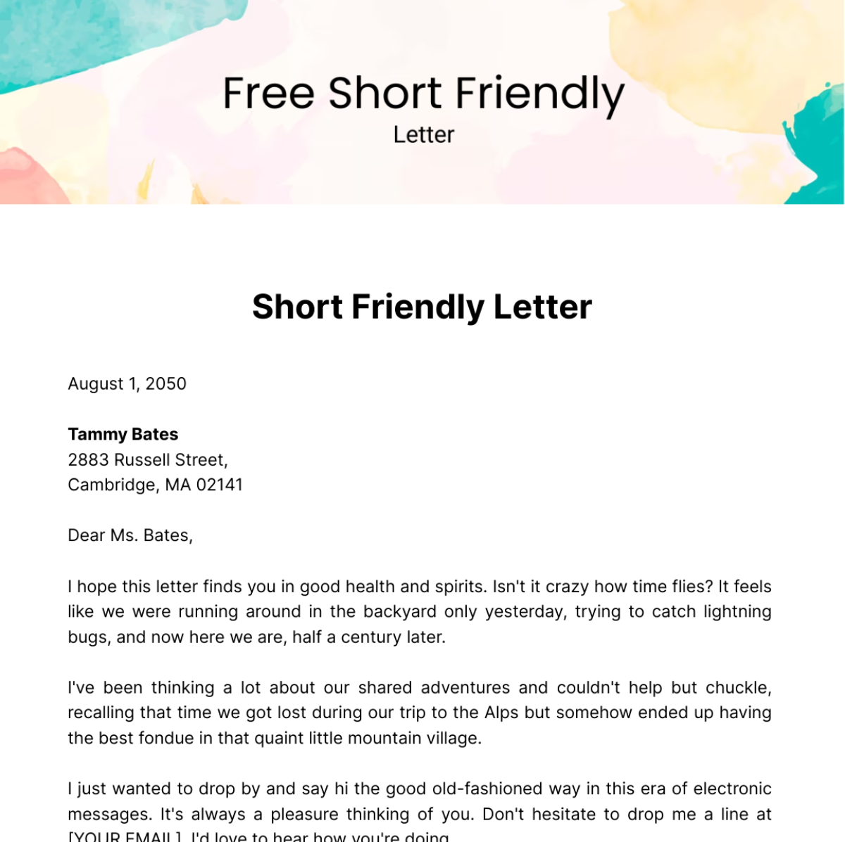 Short Friendly Letter Template