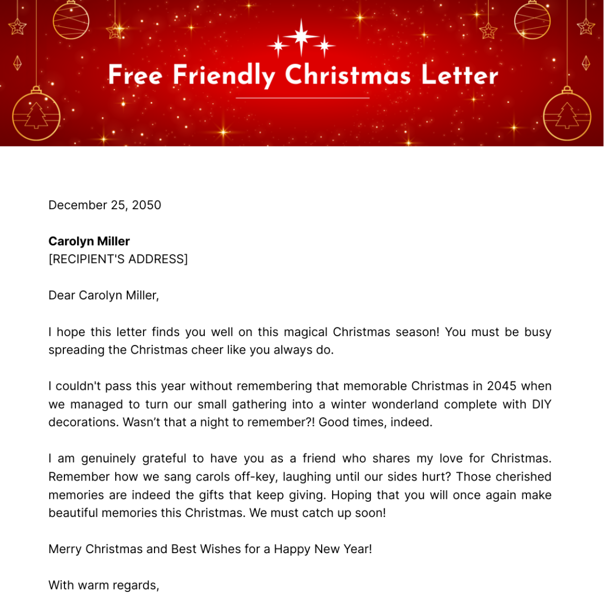 Friendly Christmas Letter Template - Edit Online & Download