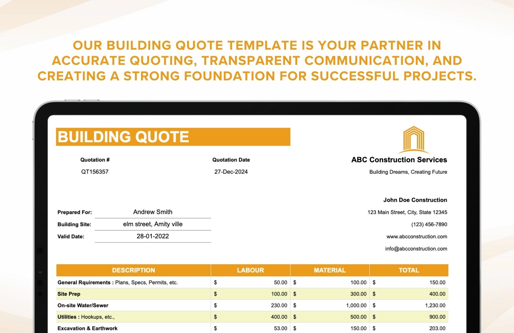 Building Quote Template