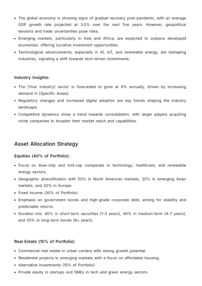 Free Financial Long-Term Portfolio Plan Template to Edit Online