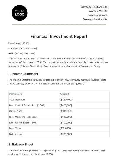Free Financial Investment Report Template to Edit Online