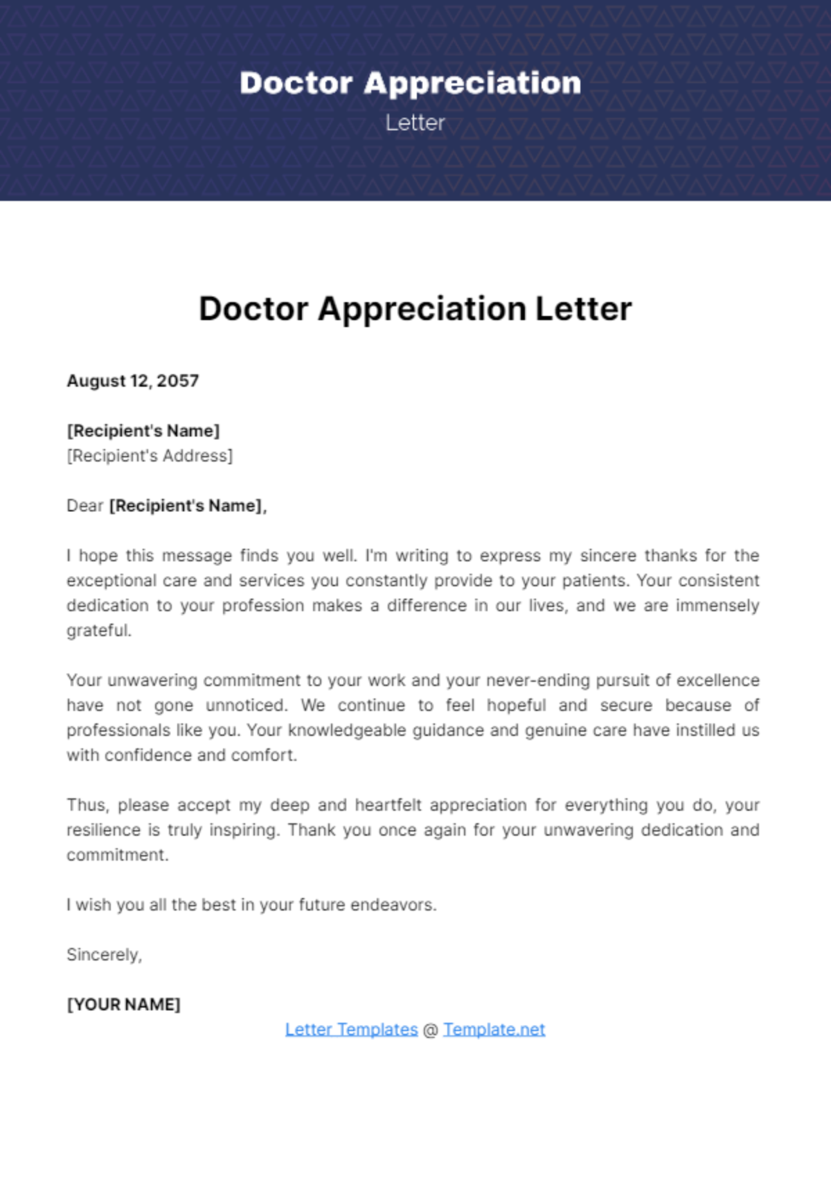 Free Doctor Appreciation Letter Template